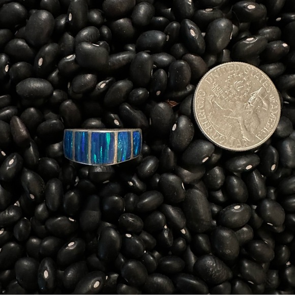 Amazing 7 Stone Menorah Fire Opal Sterling Silver Solid Pyramid Ring Hallmark RL - Picture 2 of 9